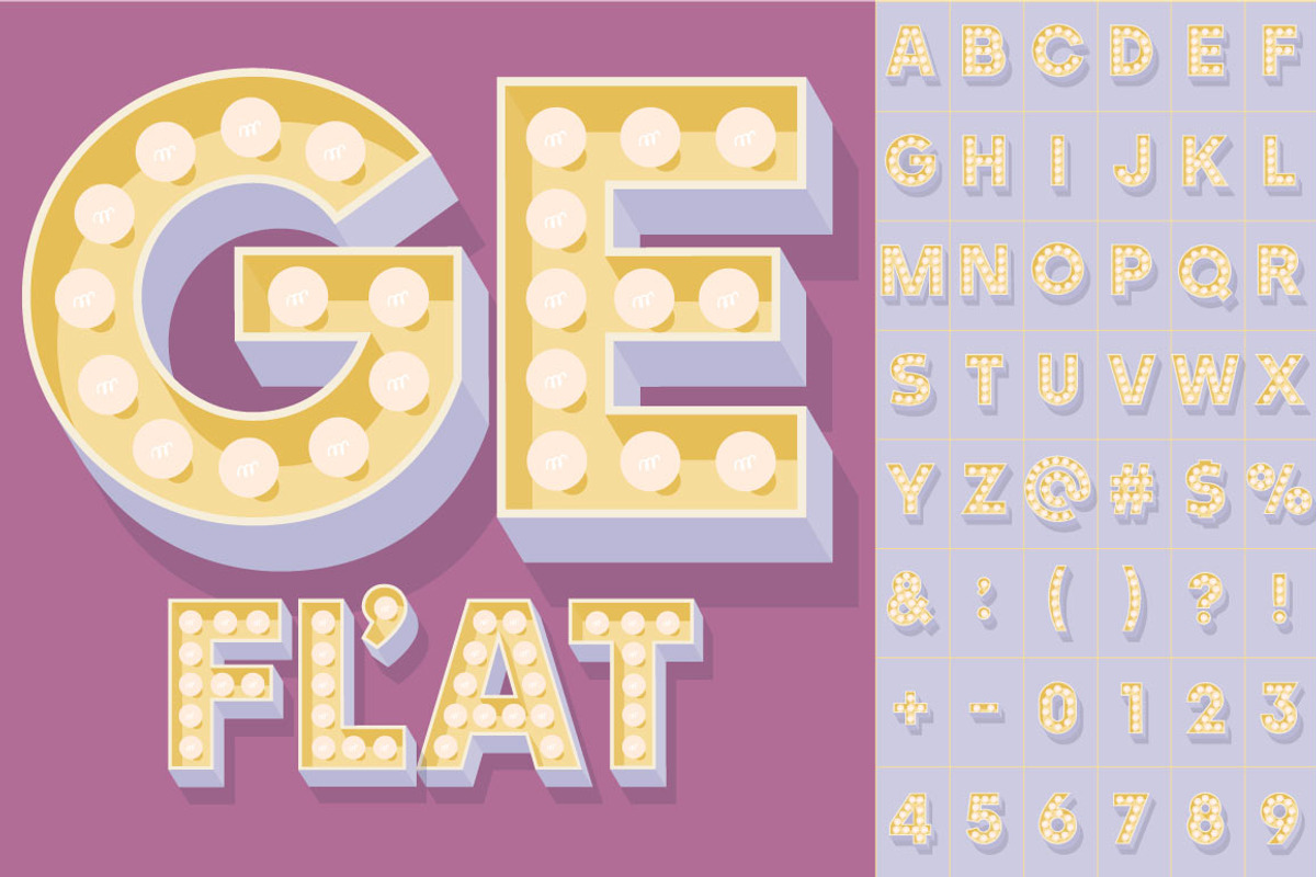 Illustration of flat lamp alphabet 3 preview 5