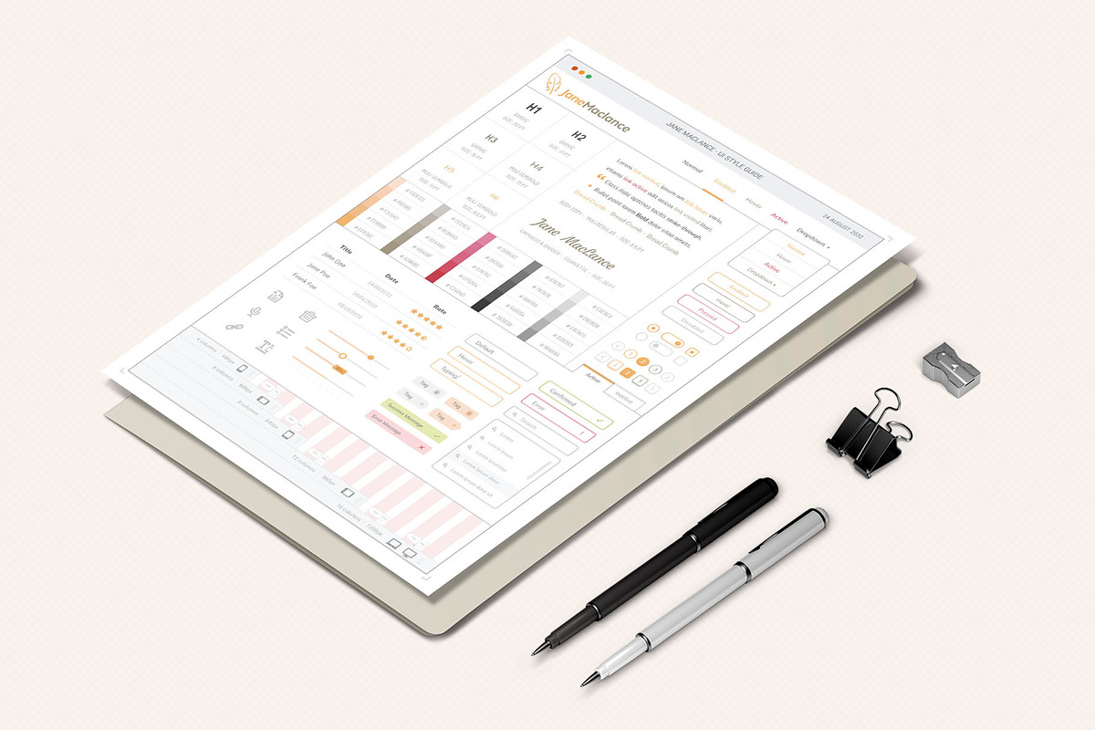 One Page UI Style Guide, a Stationery Template by Sargatal (Photo 2 of 4)