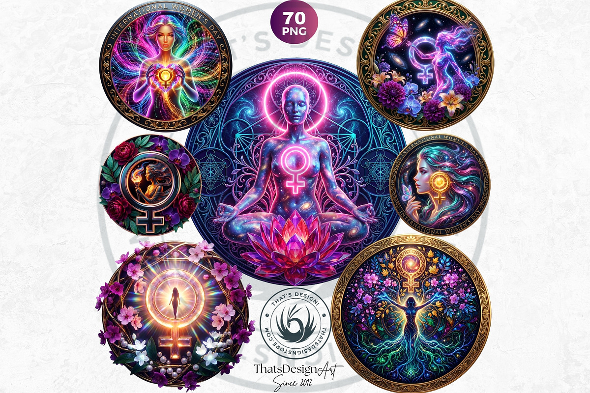Women's Day Round Cliparts V3, a Seasonal Illustration by ThatsDesignArt (Photo 5 of 11)