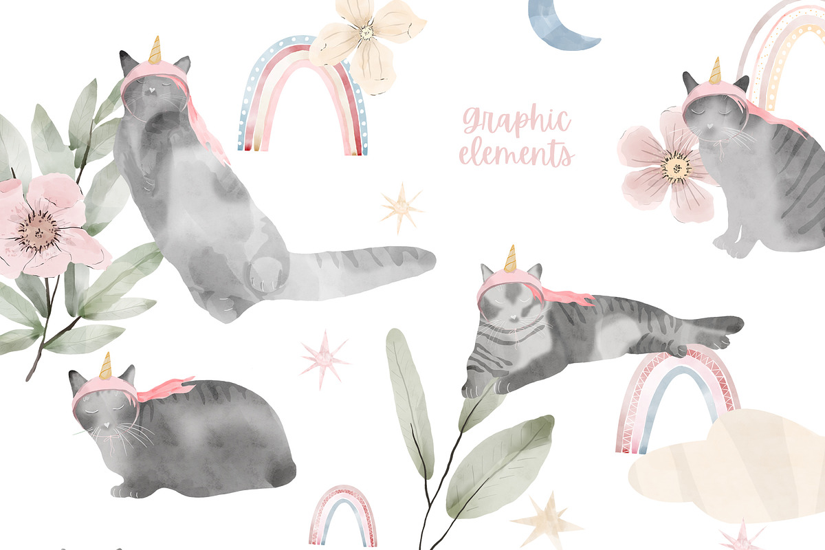 Magic Cats Clipart, an Illustration by natalisart (Photo 3 of 14)