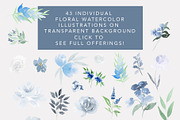 Soft Blue Watercolor Floral Set, an Illustration by One and Only Paper (Thumbnail 3 of 7)