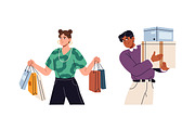 People buyers with shopping bags set, a Person Illustration by PaperTrident (Thumbnail 3 of 5)