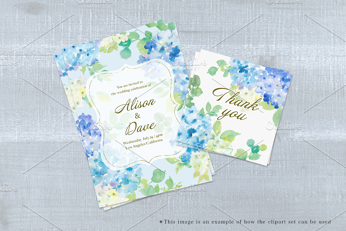 Hydrangea watercolor clipart set, an Illustration by Sawango Designs (Photo 4 of 4)