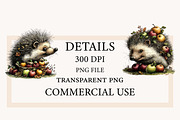 Cute Hedgehog with Apples PNG, a Seasonal Illustration by Designworld (Thumbnail 4 of 9)