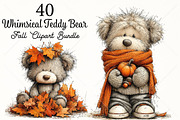 Whimsical Teddy Bear Fall Clipart, a Seasonal Illustration by Canvas Craft (Thumbnail 1 of 10)