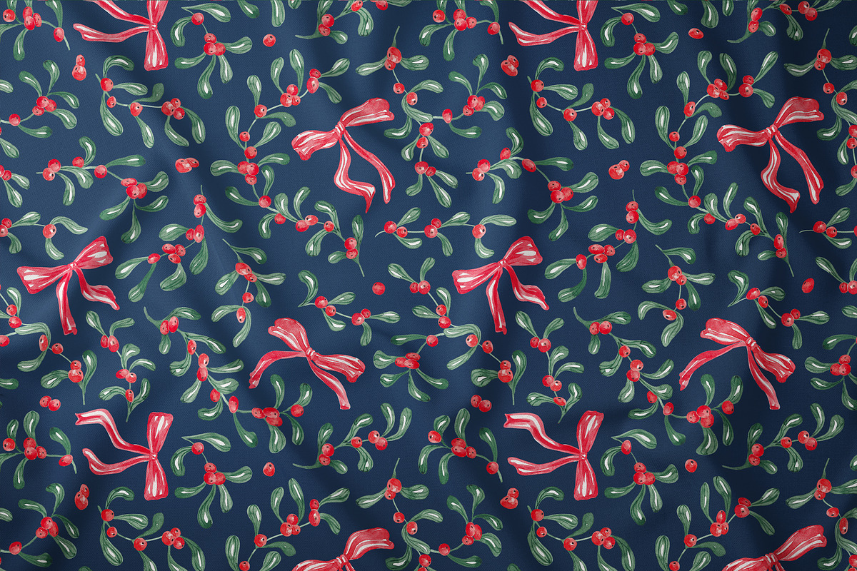 Christmas Mistletoe Seamless Pattern, a Pattern Graphic by SirenaArt (Photo 7 of 16)