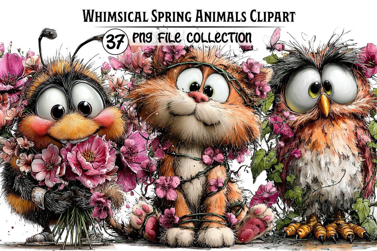 Whimsical Spring Animals Clipart, an Illustration by Dream Creation (Photo 1 of 4)