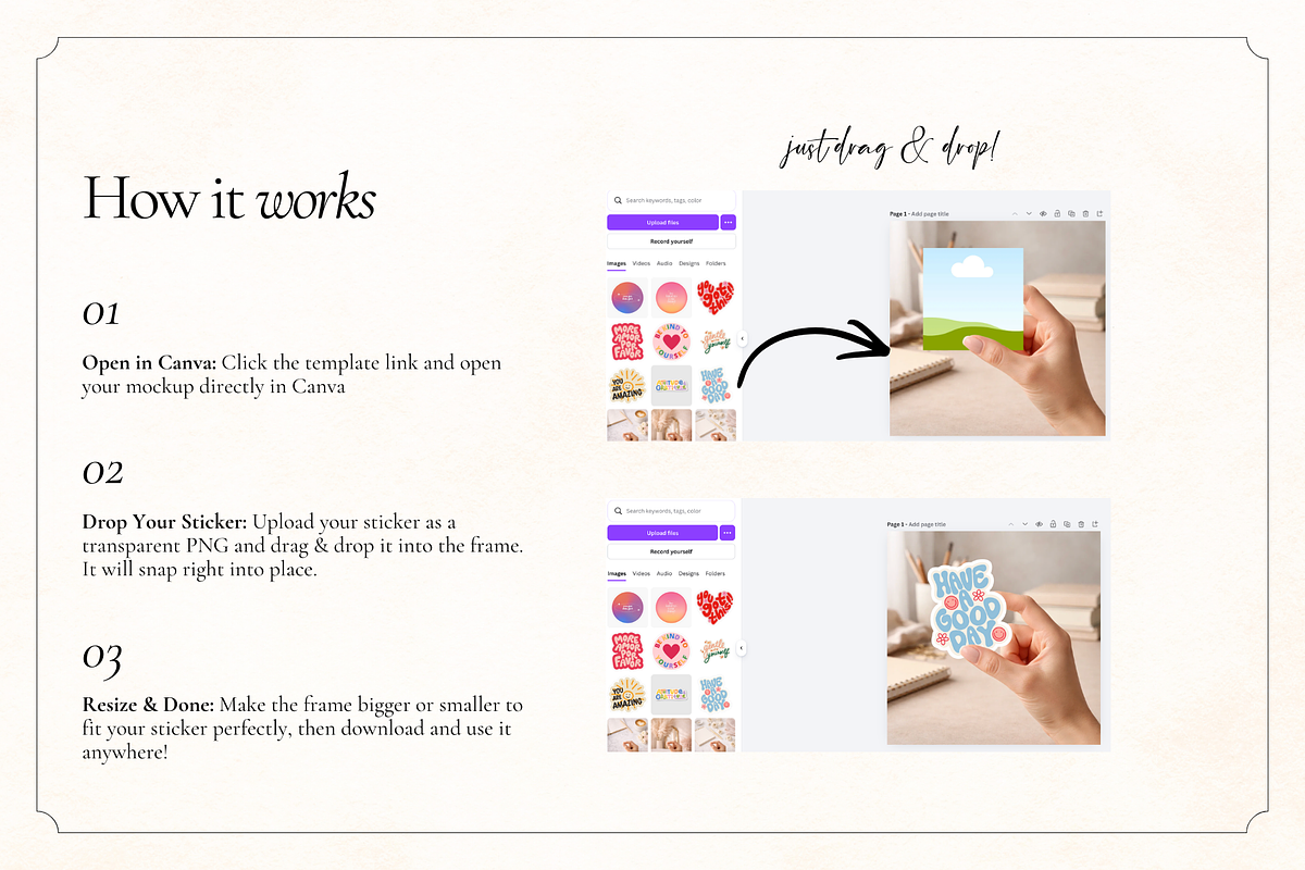 15 Hand Sticker Mockups for Canva, a Product Mockup by Matisse Studio (Photo 4 of 8)