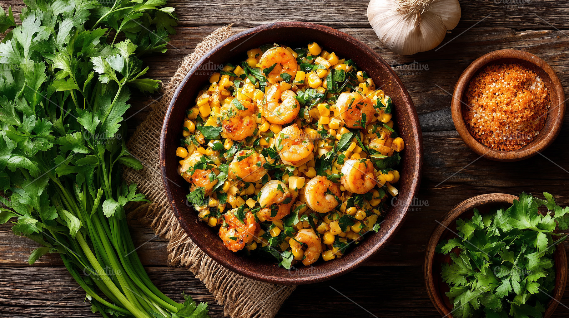 Grilled shrimp with corn and fresh, a Food & Drink Photo by MistyDay