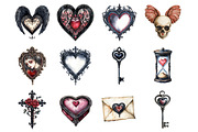 Vintage Goth Valentine Gothic Clip A, an Illustration by Design Market (Thumbnail 2 of 3)