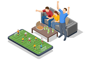 Isometric football fans watch soccer, a Sport Illustration by Golden Sikorka