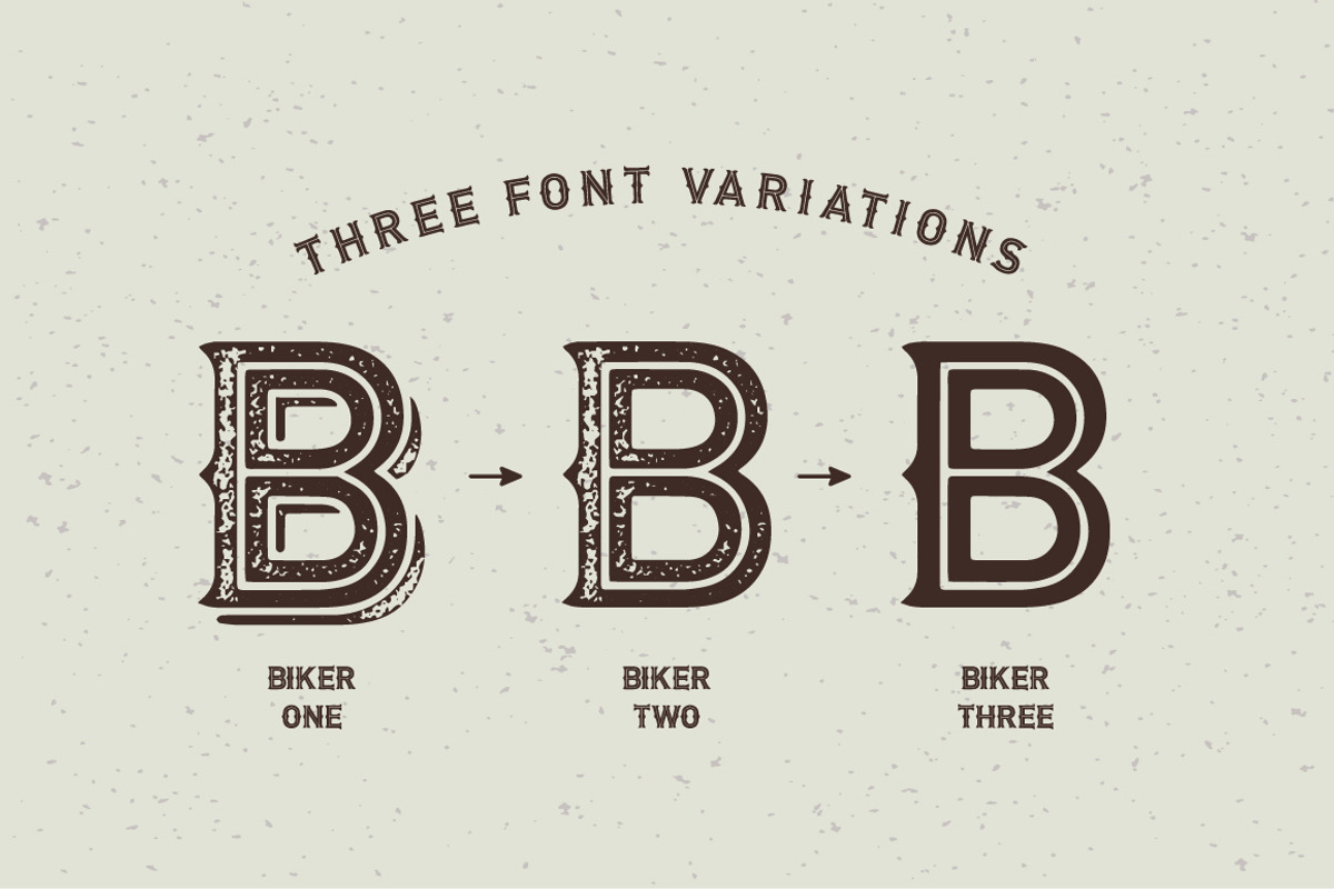 Biker font set + graphics preview 2