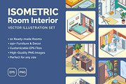 Room Interior 3d Isometric View, an Object Graphic by 35lab (Thumbnail 1 of 7)