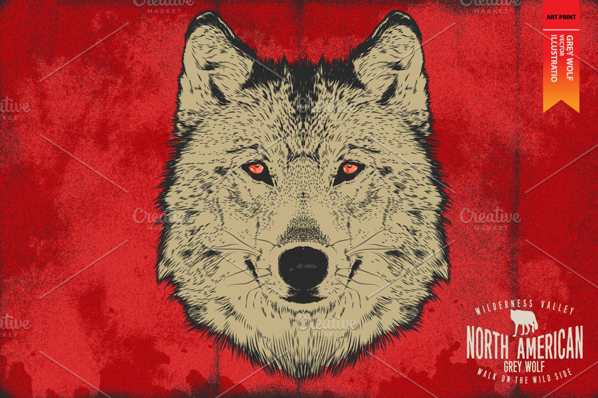 Grey Wolf - Vector illustration, an Animal Illustration by Artistic & Unique (Photo 1 of 7)