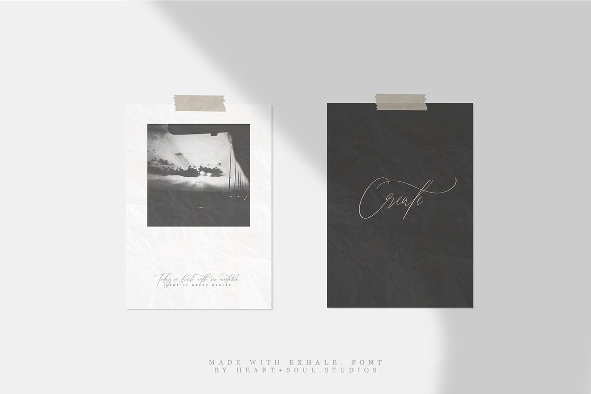 exhale. | calligraphy script font preview 8