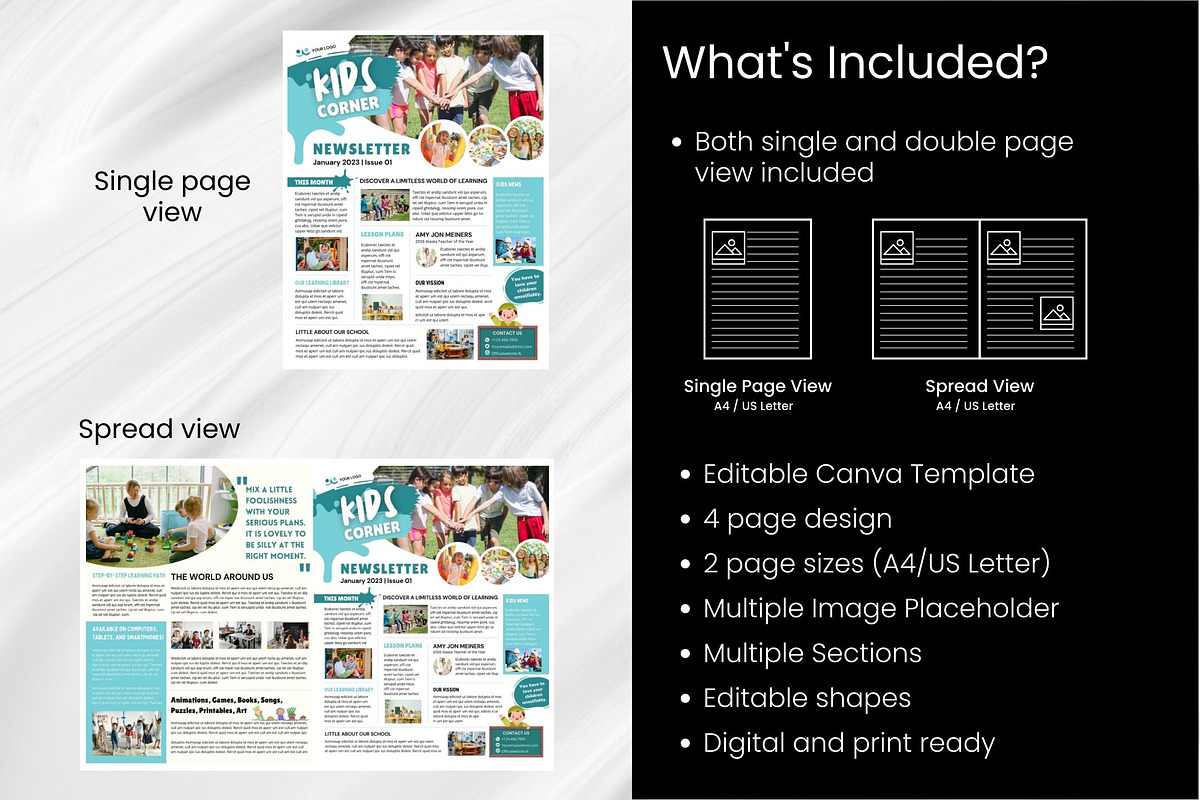 Canva Newsletter Template for Kids preview 6