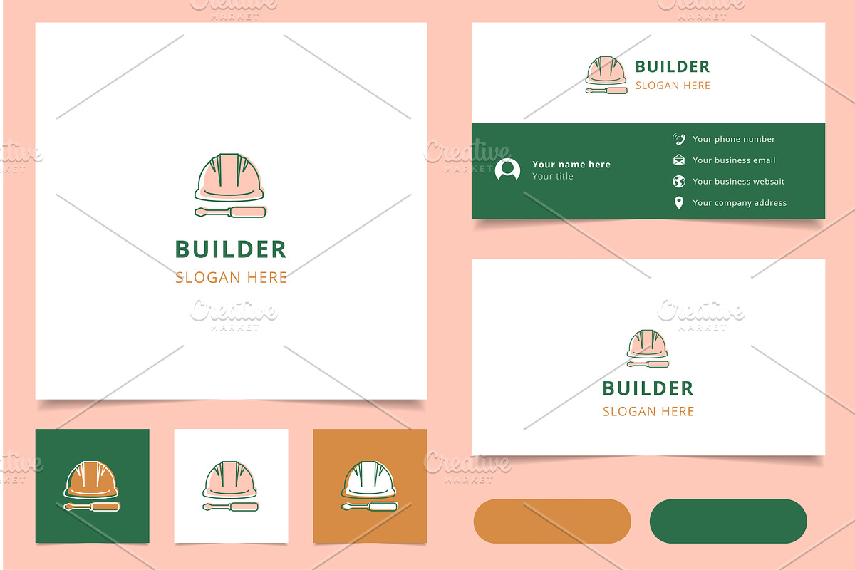 Builder logo design with editable, an Illustration by Aimagenarium@gmail.com