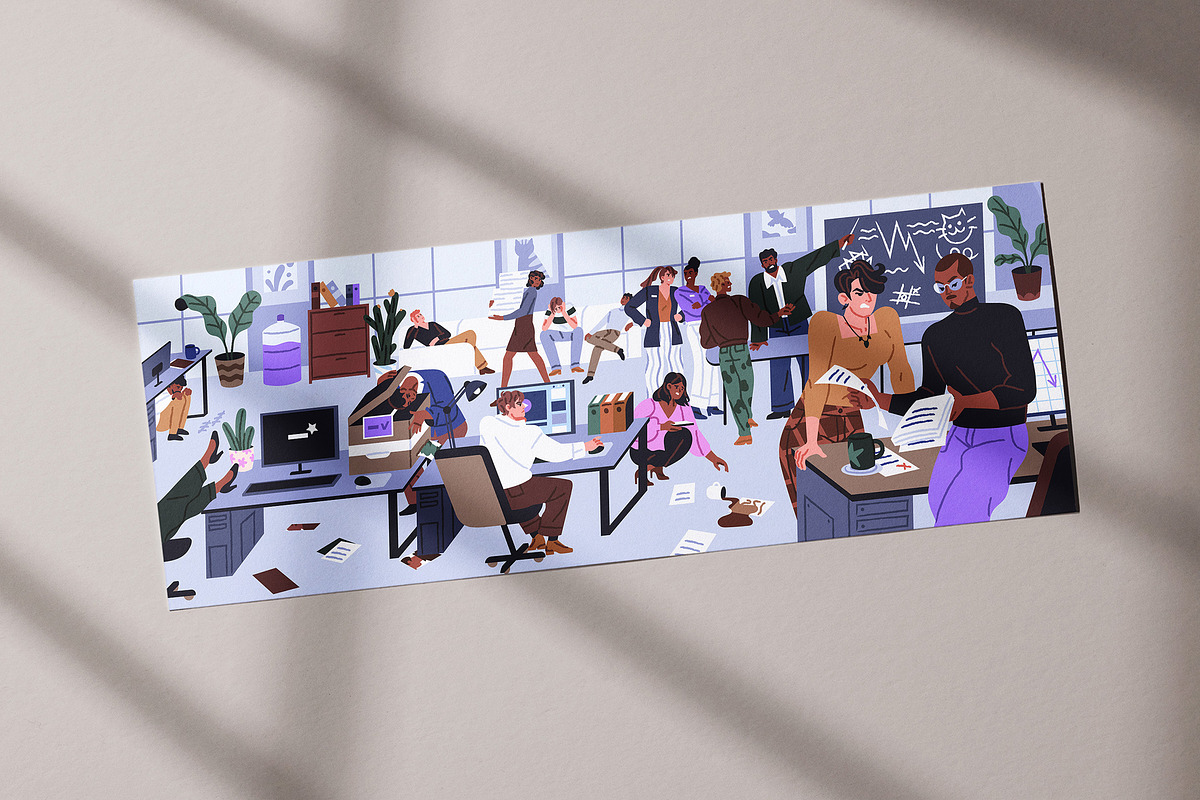 Office chaos and mess concept, a Work Illustration by PaperTrident (Photo 3 of 3)