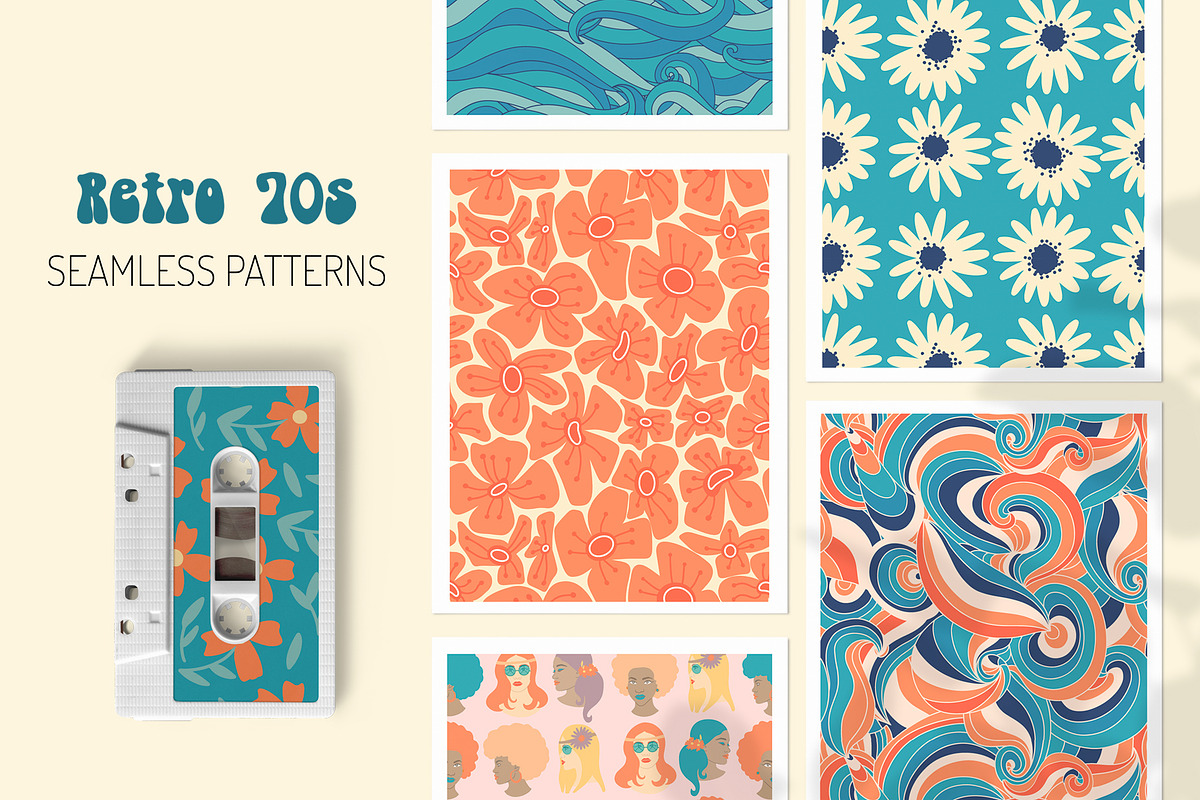 Retro 70s Seamless Patterns vol 1, a Pattern Graphic by mila_leev (Photo 1 of 10)