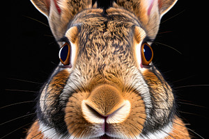 Detailed portrait of a rabbit with brown fur and upright ears, an Animal Photo by GoodGoods