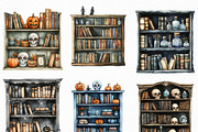 Watercolor Halloween Bookshelf PNG, an Illustration by Craft Nest (Thumbnail 3 of 6)