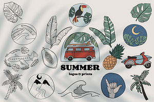 Handdrawn Tropical Summer Collection