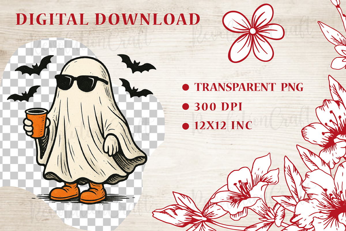 Cute Halloween Coffee Ghost Png, an Illustration by OK Design (Photo 4 of 4)
