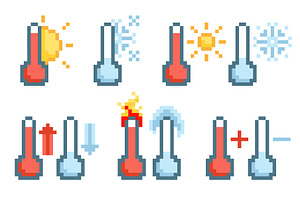 Pixel thermometer column. Heat, an Object Illustration by YummyBuum
