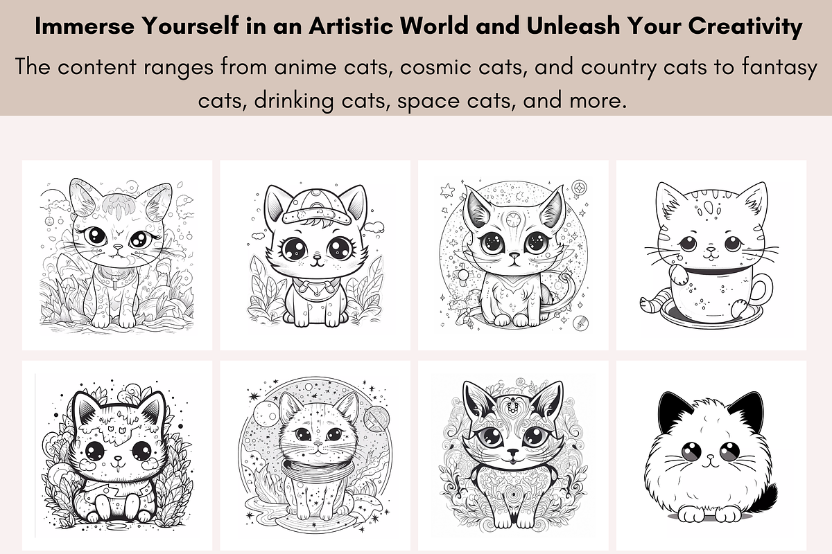 32 Cute Cat Coloring Book for Kids, an Animal Illustration by LA Design (Photo 5 of 10)