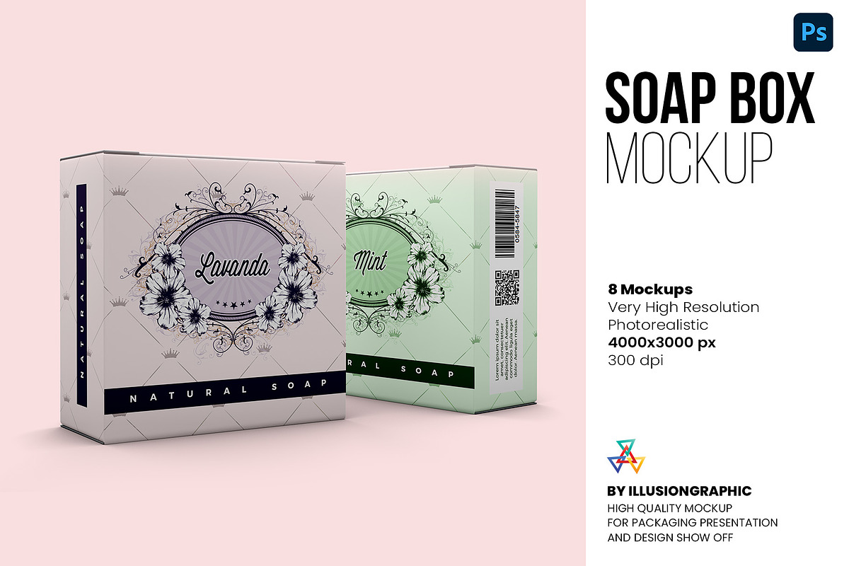 Soap Box Mockups, a Packaging Mockup by Illusiongraphic (Photo 1 of 17)