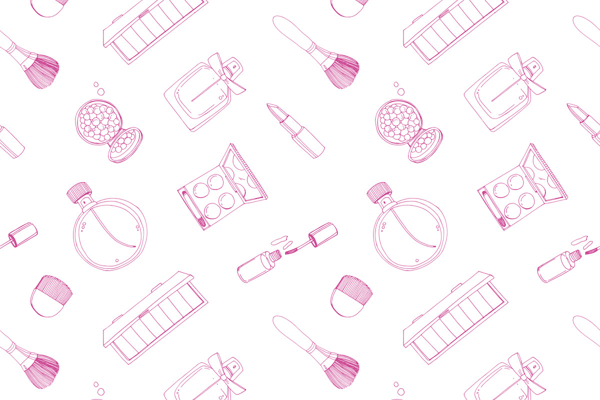 Set, seamless pattern with cosmetics, a Decorative Illustration by Good Studio (Photo 5 of 7)