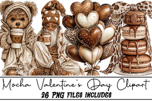 Mocha Valentine's Day Clipart, an Illustration by DreamArtGraphic