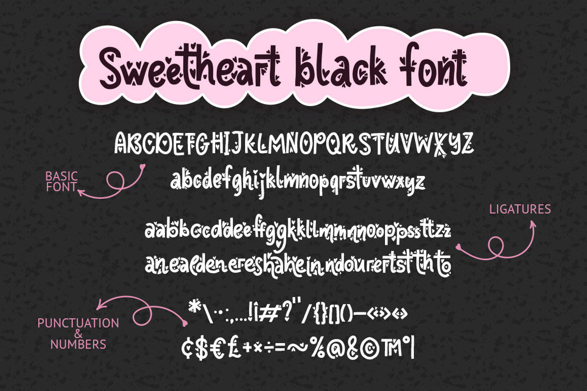 Sweetheart fonts & 119 cliparts. preview 7