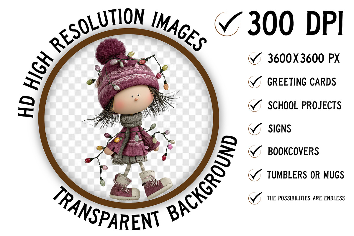Quirky Christmas Cute Girl Clipart, an Illustration by Craft Nest (Photo 2 of 8)