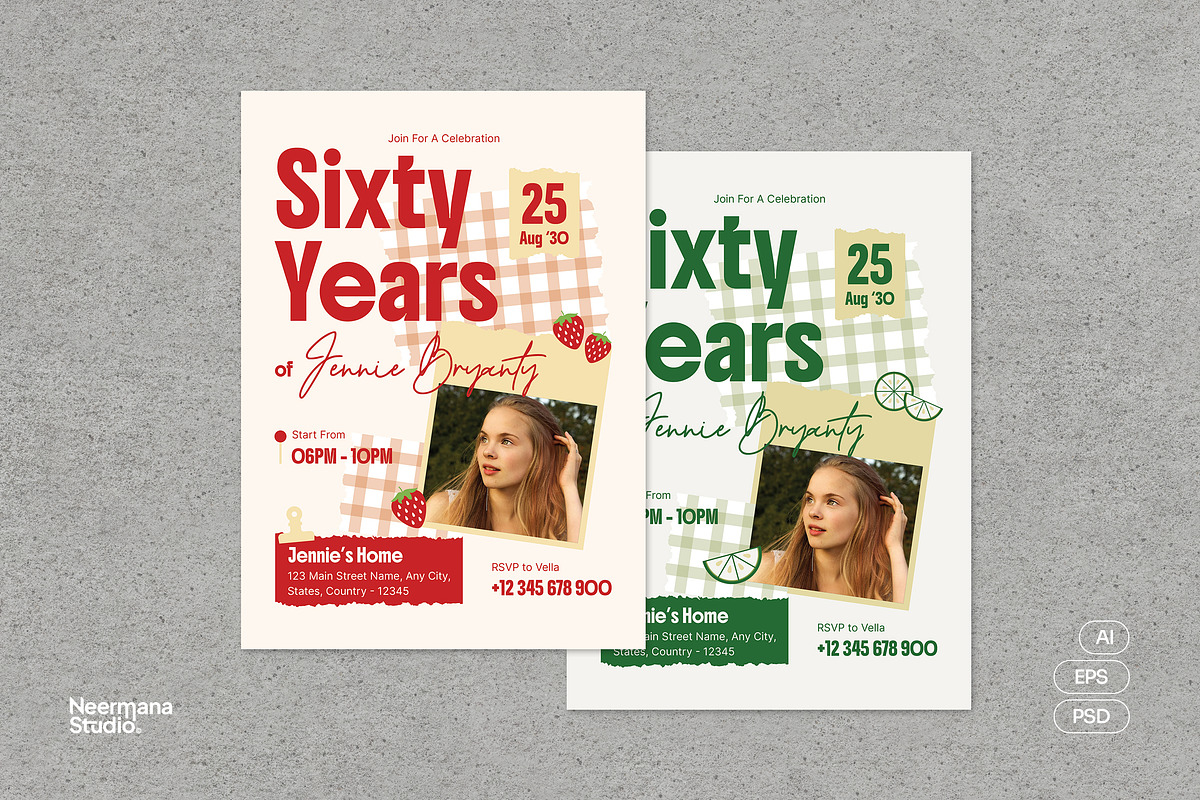 Retro Creative Birthday Invitation, a Card Template by Neermana (Photo 1 of 4)