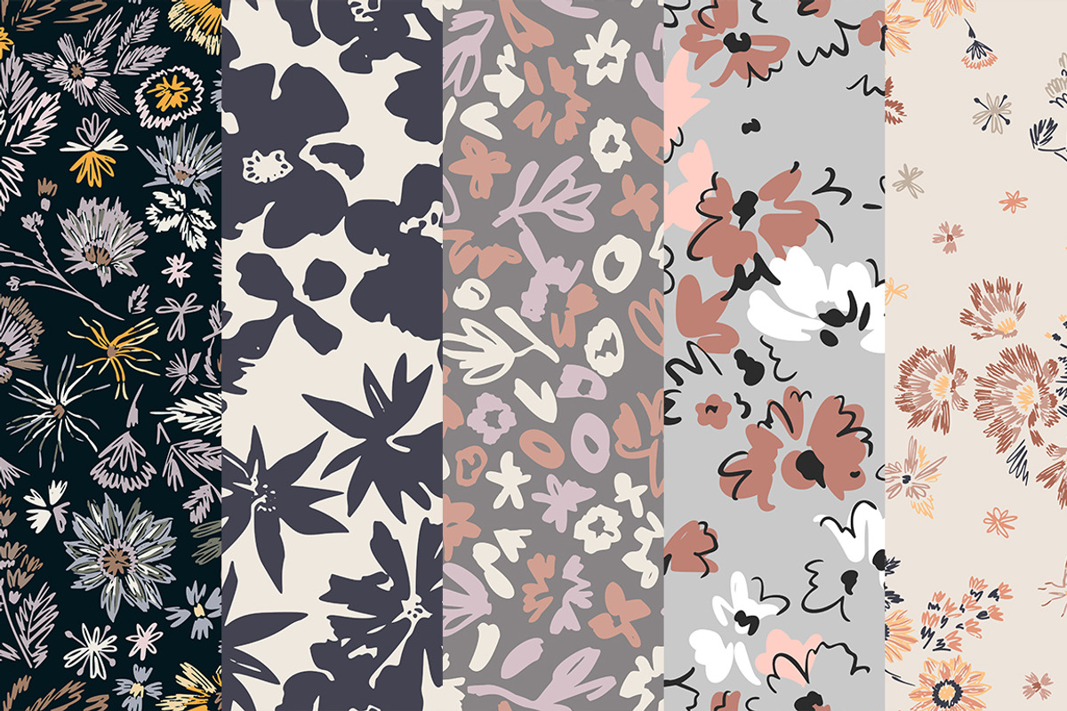 Simplistic floral Seamless Patterns, a Pattern Graphic by GALAKAM (Photo 4 of 7)