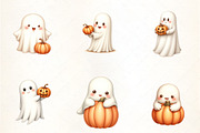 Ghost with Pumpkin Clipart, an Illustration by CrexoraLab (Thumbnail 4 of 5)