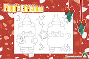 Piggy Christmas Coloring Pages, an Education Illustration by Cozy Cat Design (Thumbnail 6 of 7)