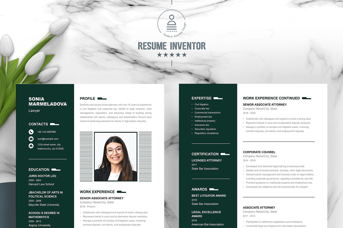 Elegant Resume and Cover Letter, a Resume Template by ResumeInventor (Photo 2 of 6)