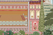 Mughal Miniature Palace Artwork, a Decorative Illustration by Mughal Wallpaper (Thumbnail 3 of 5)