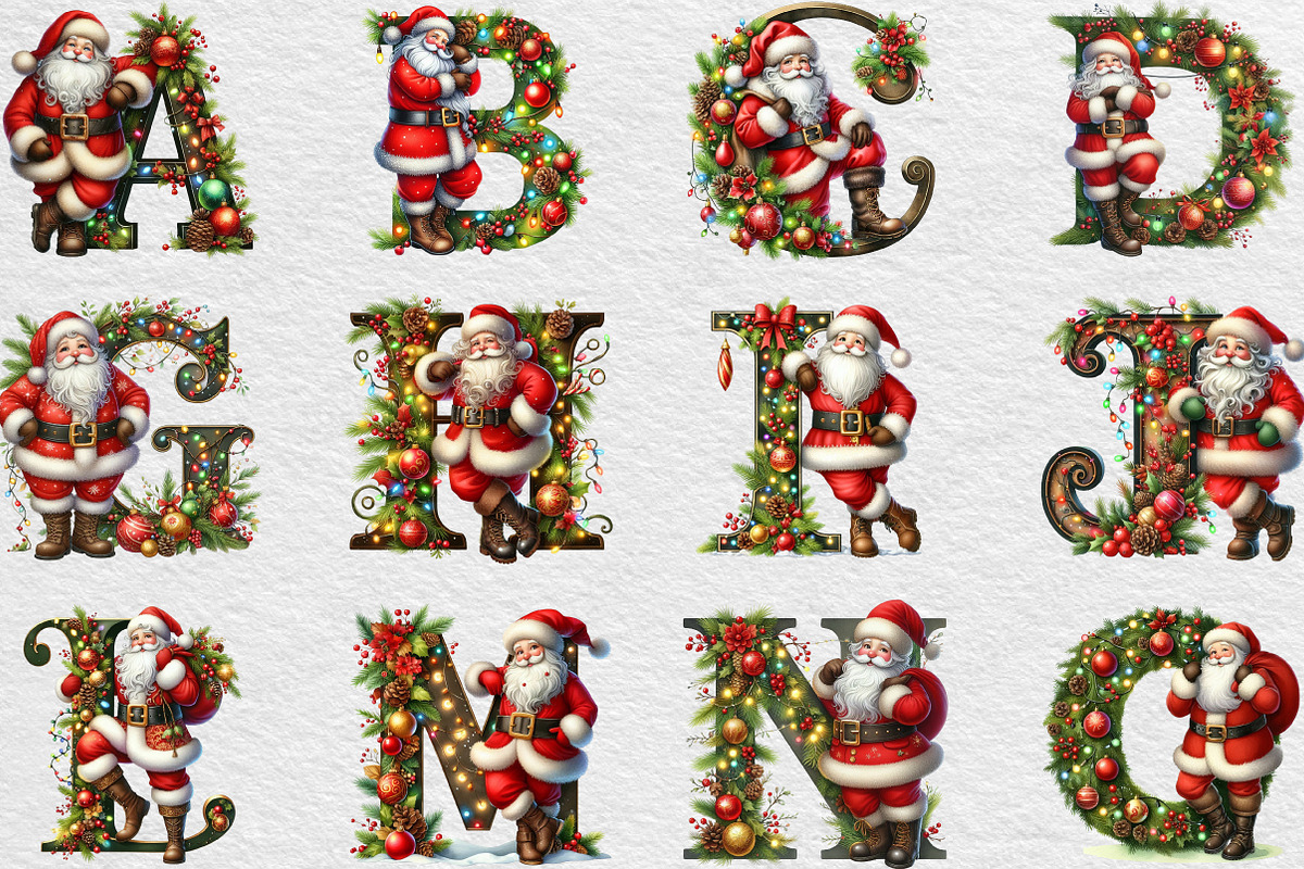 Christmas Alphabet PNG Santa Letters, an Illustration by Black Bird Studio (Photo 4 of 4)
