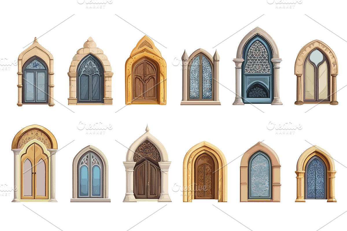 Islamic cartoon doors and windows, an Object Illustration by Valerie Bodnar