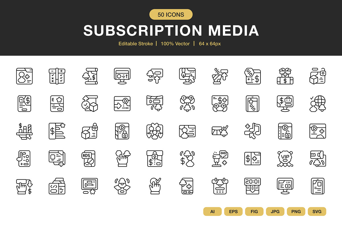 Subscription Media Icons, an Icon by Spacepixel Creative
