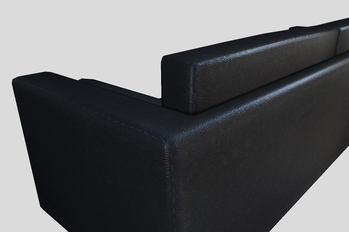 Black Leather Couch, a Furniture 3D Model by GamePoly (Photo 5 of 6)