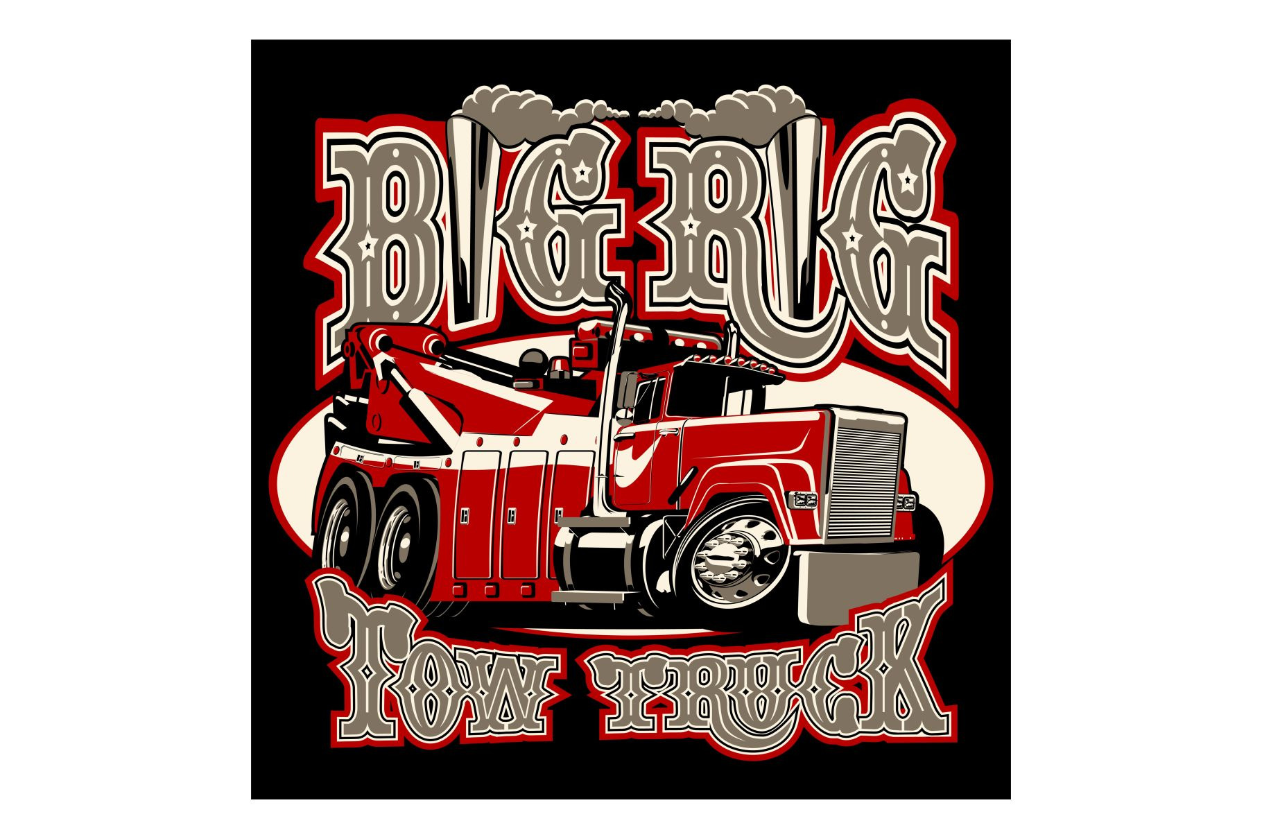 Cartoon big rig tow truck, a Transportation Illustration by Mechanik