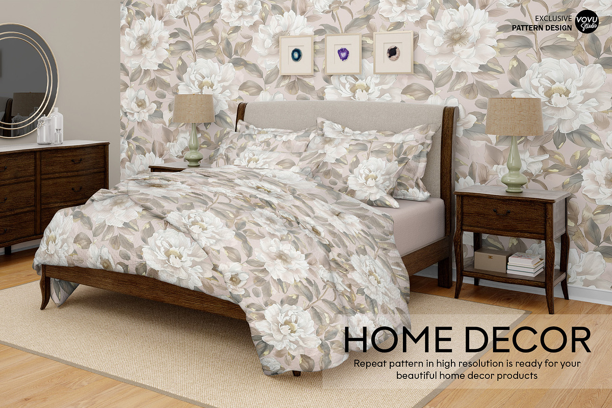 Elegant Camellia | Pattern Design, a Pattern Graphic by VOVU Studio (Photo 3 of 8)