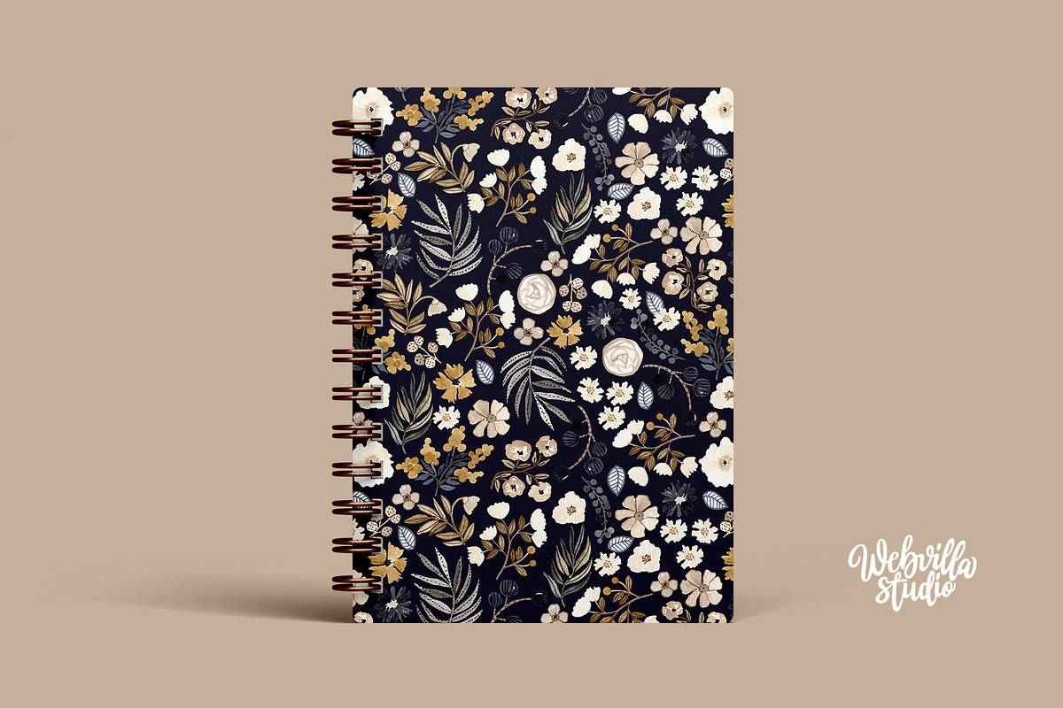 Dark Boho Watercolor Pattern, a Pattern Graphic by Webvilla Studio (Photo 6 of 6)