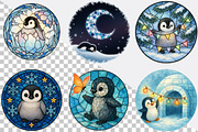 Sweet Baby Penguin Stained Glass Cli, an Illustration by SVGArt (Thumbnail 4 of 8)