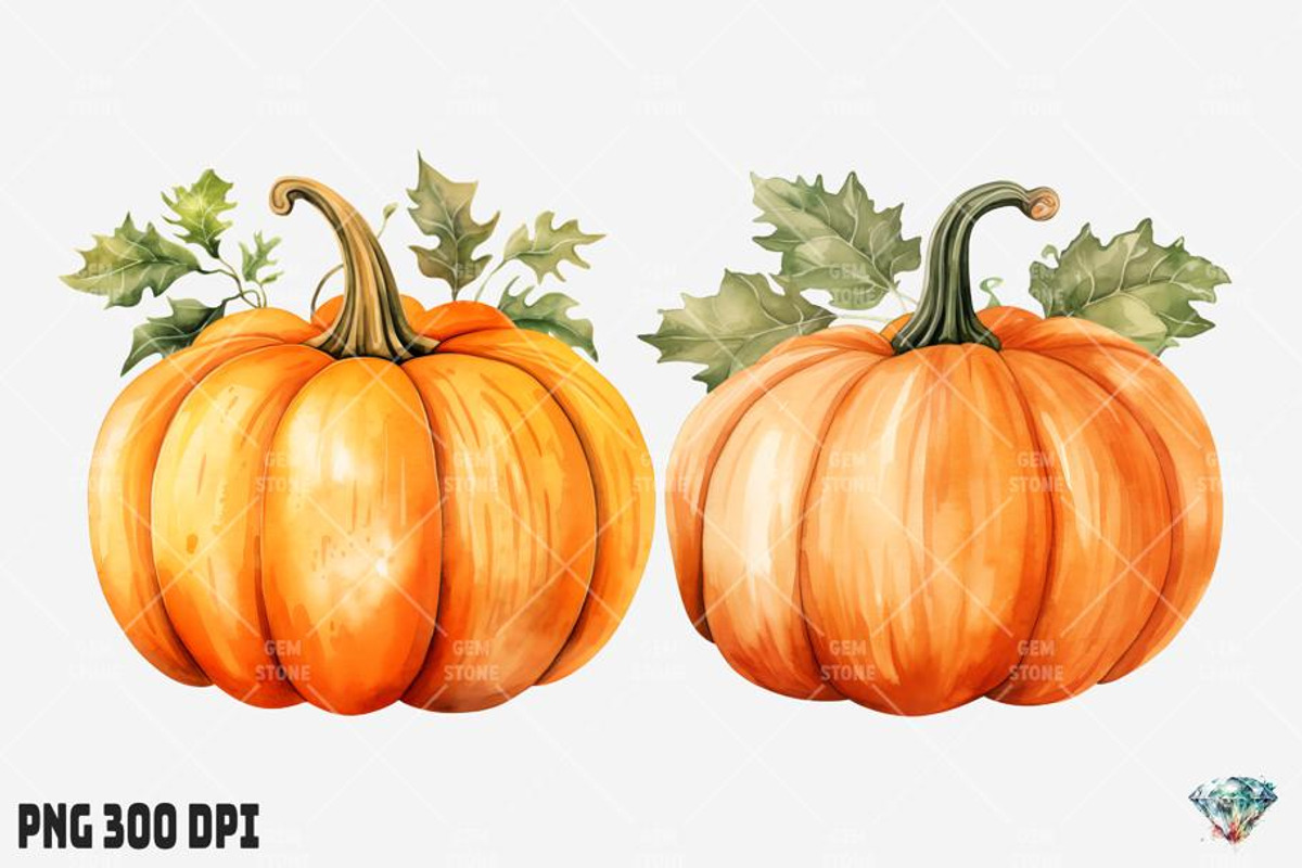 Halloween Pumpkin Watercolor, an Illustration by Gemstone (Photo 5 of 12)