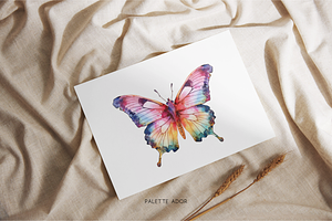 Watercolor Rainbow Butterflies